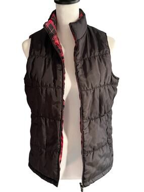 Merona Reversible Vest Small Black Red White